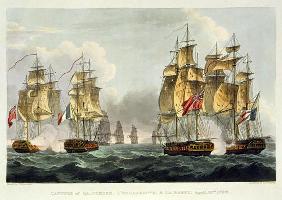 Capture of La Pomone, L'Engageante and La Babet, April 23rd 1794, engraved by Thomas Sutherland for