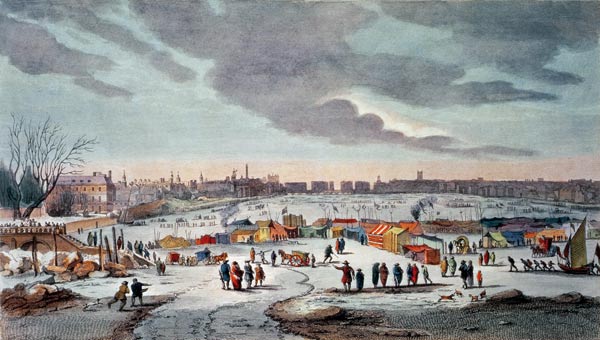 Frost Fair on the River Thames near the Temple Stairs in 1683-84, engraved by James Stow (1770-c.182 von Thomas Wyke