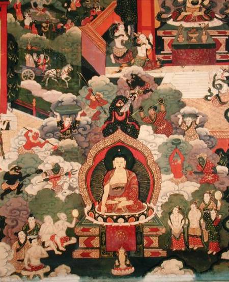 Life of Buddha Sakymuni, the Armies of Mara Attacking the Blessed von Tibetan Art