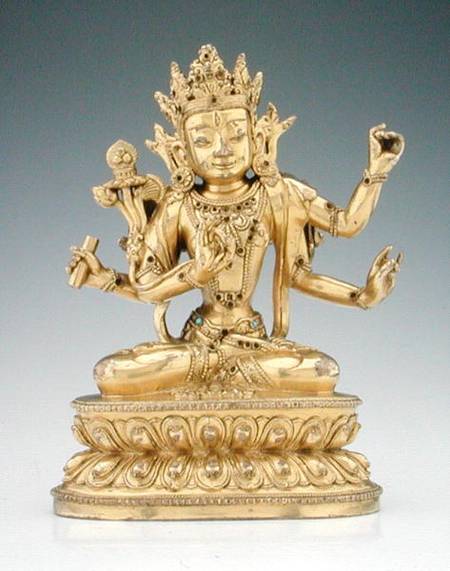 Statuette of a goddess (gilt copper alloy & gems) von Tibetan Art