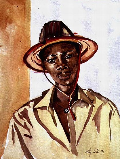 Boy in Fulani Hat, 1991 (w/c on paper)  von Tilly  Willis
