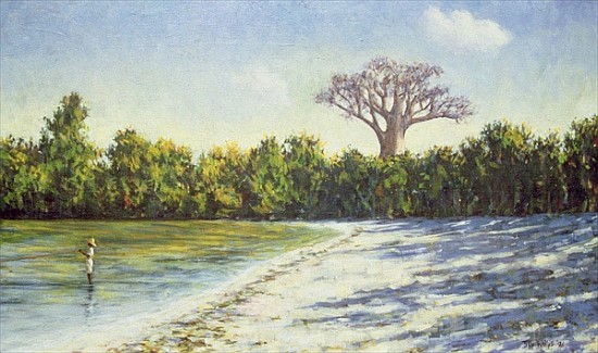 Fishing in Africa, 1996 (oil on canvas)  von Tilly  Willis