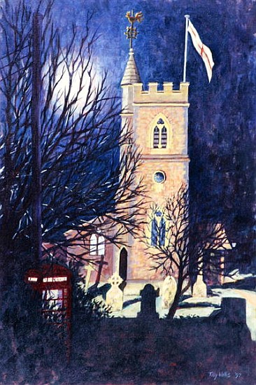 Moonlit Church, 1997 (oil on canvas)  von Tilly  Willis