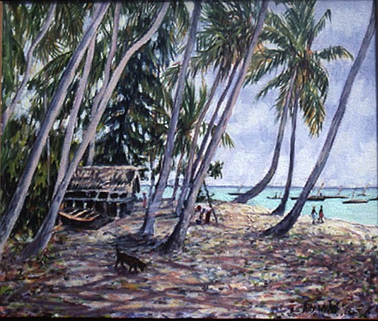 Rustling Palms, Zanzibar, 2002 (oil on canvas)  von Tilly  Willis