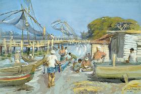 Fishing Nets near Cochin, 1994 (w/c) 