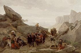 Die Flucht der Bewohner von Vaud während des Massakers von Meridol und Cabrieres