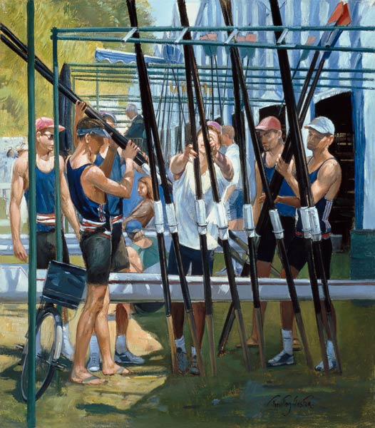 Collecting Oars (oil on canvas)  von Timothy  Easton