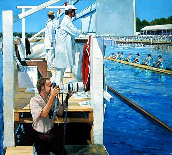 Passing the Progress Board, Henley (oil on canvas)  von Timothy  Easton