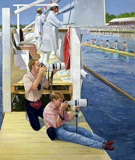 Passing the Scoreboard, Henley (oil on canvas)  von Timothy  Easton