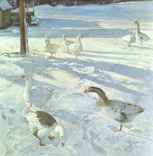 Snowfeeders, 1999 (oil on canvas)  von Timothy  Easton