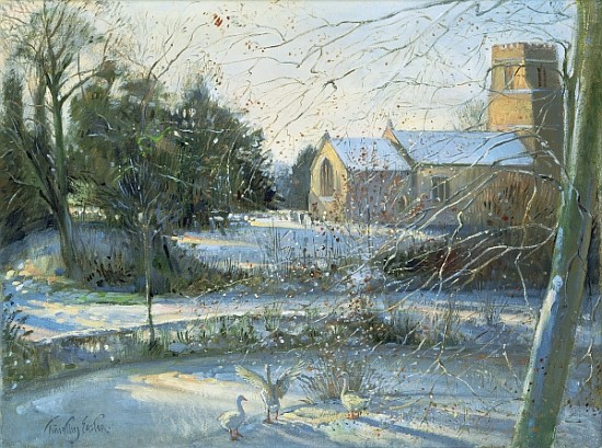 The Frozen Moat, Bedfield (oil on canvas)  von Timothy  Easton