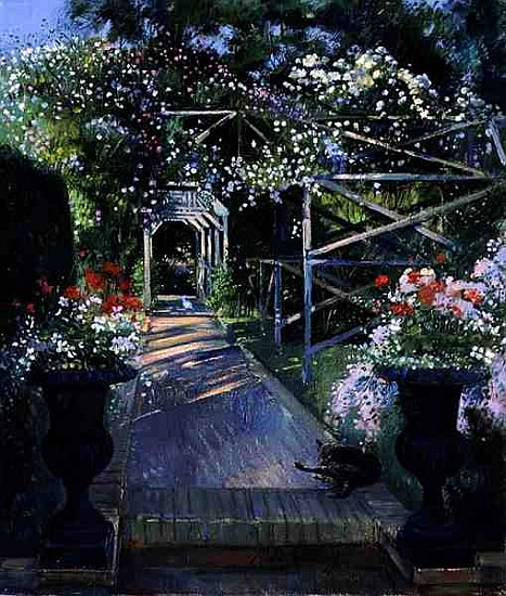 The Rose Trellis, Bedfield, 1996 (oil on canvas)  von Timothy  Easton