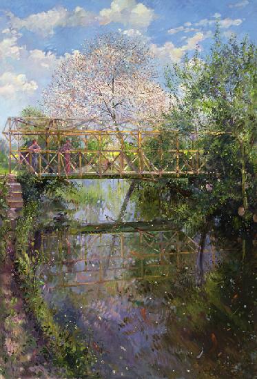 Flowering Cherry and Trellis Bridge 