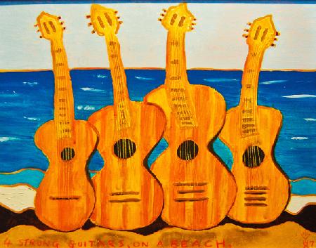 4 strung guitars on a beach 2007