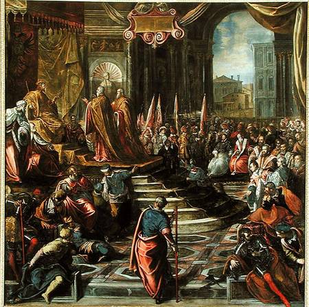 The Envoy of Pope Alexander III and Doge Sebastiano Ziani attempt to make peace with Emperor Frederi von Tintoretto (eigentl. Jacopo Robusti)