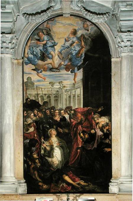 Saint Agnes revives the son of the Prefect of Rome von Tintoretto (eigentl. Jacopo Robusti)