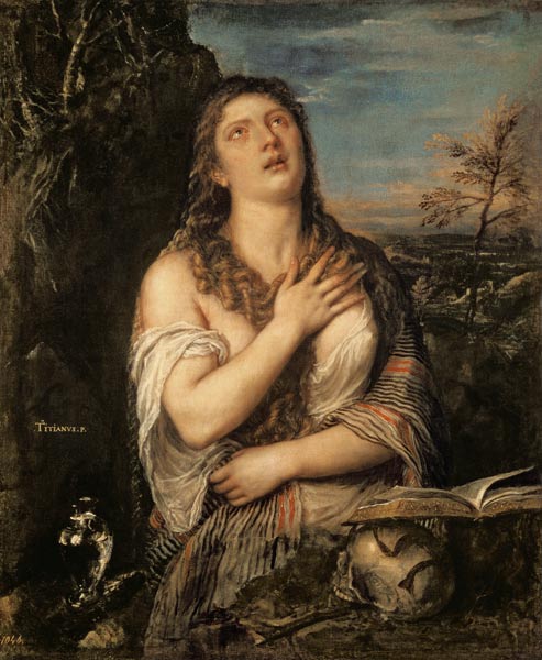 Die büßende Magdalena von Tizian (Tiziano Vercellio/ Titian)