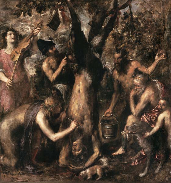 Apollo bestraft Marsyas. von Tizian (Tiziano Vercellio/ Titian)