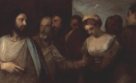 Christ and the adulteress von Tizian (Tiziano Vercellio/ Titian)