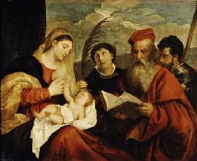 Maria mit Kind, sowie hl. Stephans, Hieronymus und Mauritius