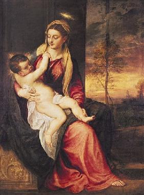 Virgin with Child at Sunset