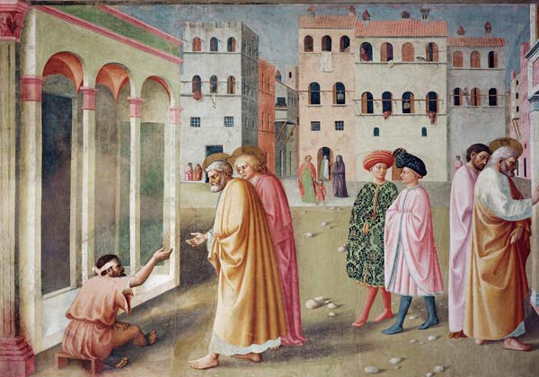 St. Peter healing a cripple, c.1427 (fresco) (detail of 57195) von Tommaso Masolino da Panicale