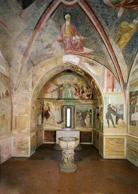 Interior of the Baptistery with fresco depicting scenes from the Life of Saint John, by Tommaso Maso 1914