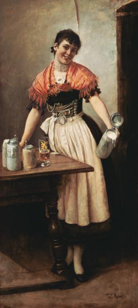 Die schöne Coletta. Bierkellnerin im bürgerlichen Bräuhaus. um 1890