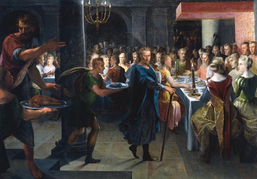 Dice offrant un banquet a Francus, en presance de Hyante et de Climene von Toussaint Dubreuil