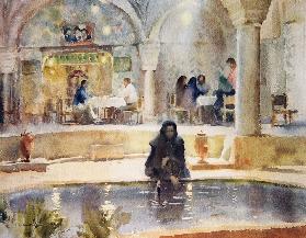 In the Teahouse, Kerman (w/c on paper) 