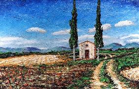 Chapel and Two Trees, Tuscany