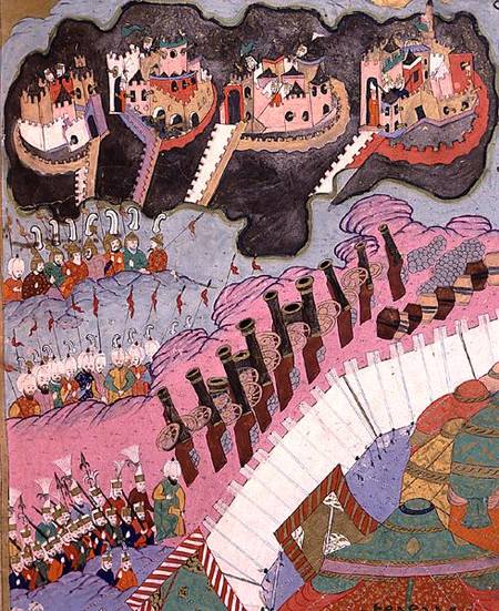 TSM H.1524 The Forces of Suleyman the Magnificent (1484-1566) Besieging a Christian Fortress, from t von Turkish School