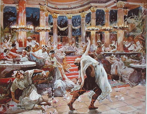 A Banquet in Nero's palace, illustration from 'Quo Vadis' by Henryk Sienkiewicz (1846-1916), c.1910 von Ulpiano Checa y Sanz