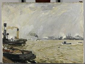 Hamburger Hafen (grau) 1916