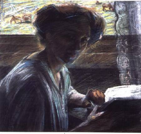Woman Reading von Umberto Boccioni
