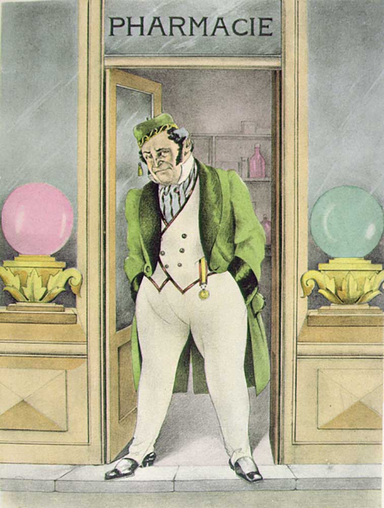 Der Apotheker Homais, Illustration für Madame Bovary von Gustave Flaubert (1821-80), erschienen bei  von Umberto Brunelleschi