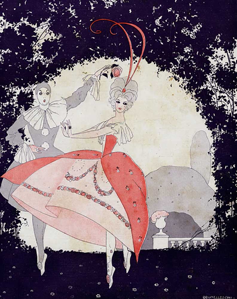 In Armides Gardens, Das Ballett der Rosenkönigin - Illustration aus la Vie Parisienne, 1913 von Umberto Brunelleschi