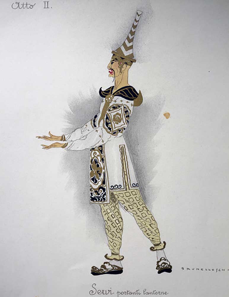 Kostüm für einen Diener aus Turandot von Giacomo Puccini, Entwurf von Umberto Brunelleschi (1879-194 von Umberto Brunelleschi