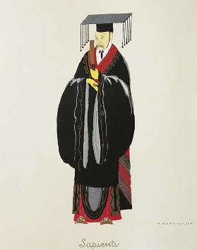 Kostüm für einen Turandot-Gelehrten von Giacomo Puccini, Entwurf von Umberto Brunelleschi (1879-1949