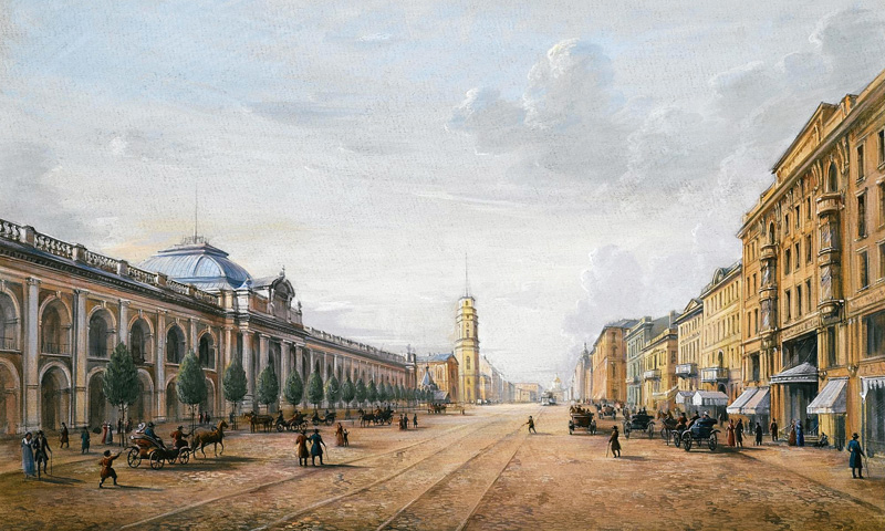 Blick auf den Newski Prospekt in Sankt Petersburg von Unbekannter Künstler