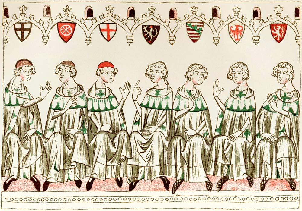 Sieben Kurfürsten wählen Heinrich VII. zum König (Kopie einer Miniatur aus Balduineum) von Unbekannter Künstler