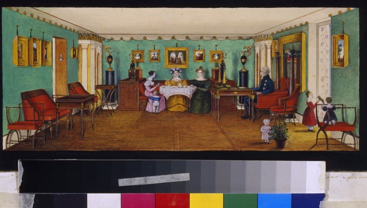 Das Wohnzimmer von Graf Josef August Ilinski in Romaniw von Unbekannter Künstler