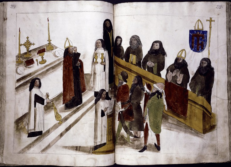 Der Gottesdienst im byzantinischen Ritus (aus: Ulrich Richental "Chronik des Konstanzer Konzils") von Unbekannter Künstler