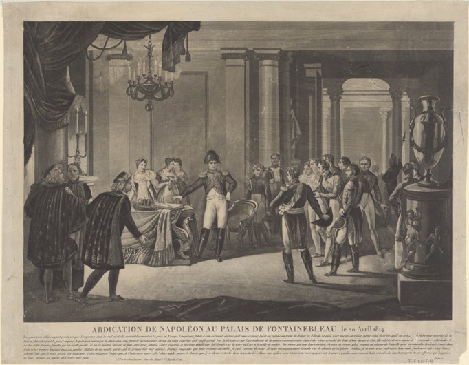 Die Abdankung Kaiser Napoleons I. im Schloss Fontainebleau von Unbekannter Künstler