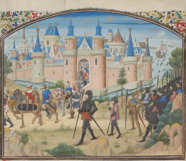 Die Belagerung von Tyros 1124. Miniatur aus der "Historia" Wilhelms von Tyrus von Unbekannter Künstler