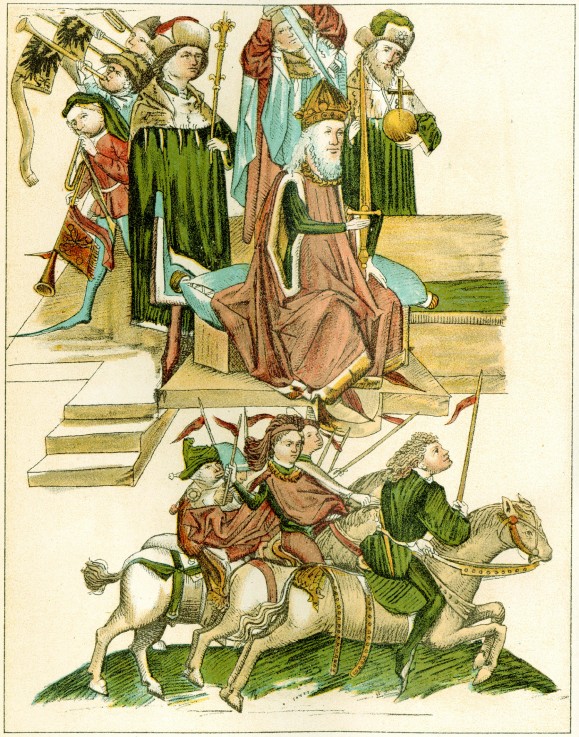 Die Belehnung Friedrichs I. mit der Markgrafschaft Brandenburg (Kopie einer Illustration aus der Ric von Unbekannter Künstler