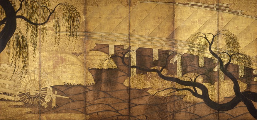 Die Fluss-Brücke bei Uji von Unbekannter Künstler