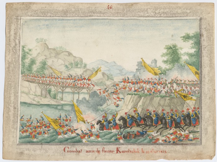 Die Schlacht am Fluss Kamtschik am 15. Oktober 1828 von Unbekannter Künstler