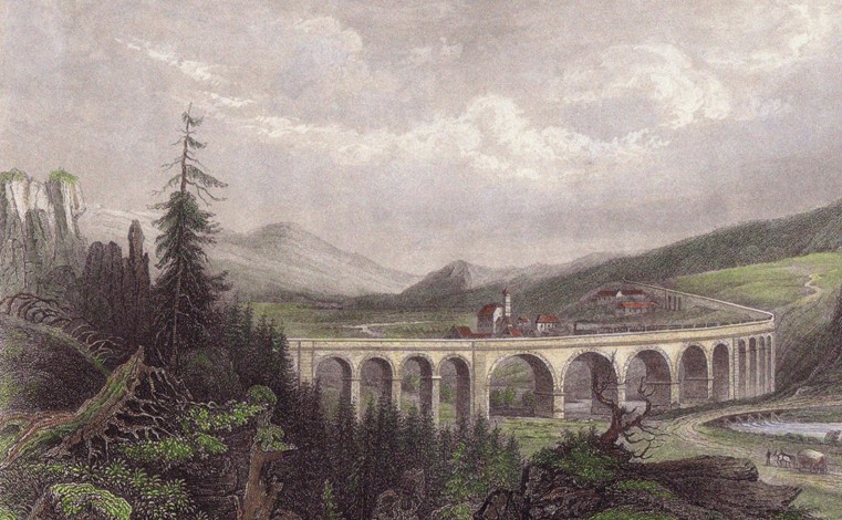 Die Südbahn. Viadukt Payerbach, Semmering von Unbekannter Künstler