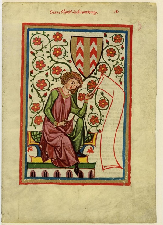 Graf Rudolf II. von Neuenburg (Darstellung im Codex Manesse) von Unbekannter Künstler